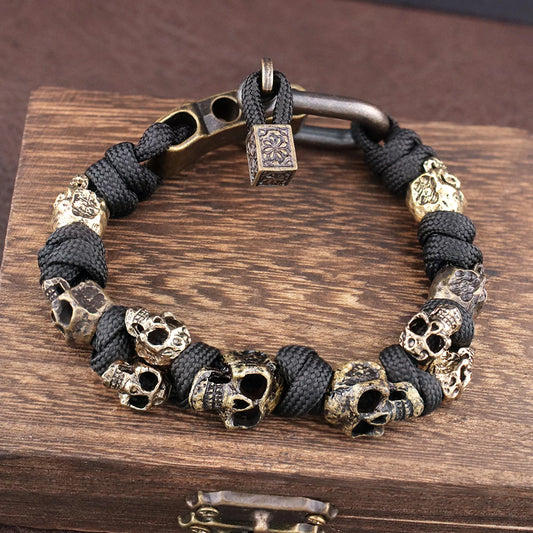 MGS Skull Gothic Adjustable Woven Charm Male Jewelry Bracelet