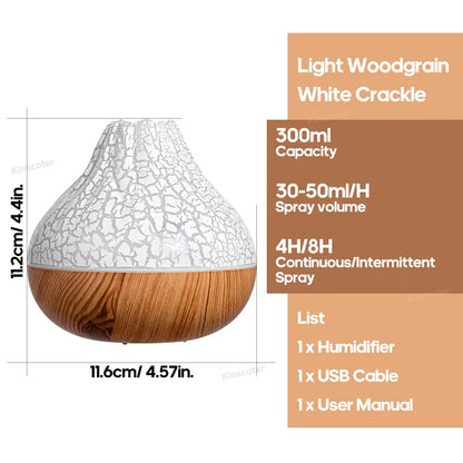Original Kinscoter 300ML Volcano Air Humidifier – USB Mist Diffuser with 7-Color Light