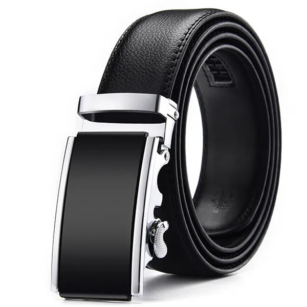 MGS Men's Luxury Leather Belt: Genuine, Stylish, with Automatic Metal Buckle - Man Gifts Shop