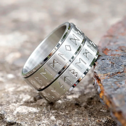 Embrace Connection: Rotatable Viking Rune Ring - 316L Stainless Steel Odin Letter Rings for Couples - Simple Yet Powerful Amulet Jewelry - Man Gifts Shop