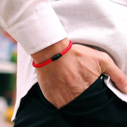 Lucky Red Rope Bracelet for Men | Handmade Couple Jewelry with Magnetic Clasp