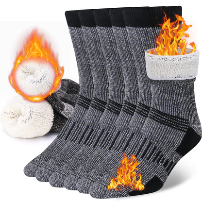 3 Pairs Merino Wool Crew Socks – Thick, Thermal & Winter-Ready