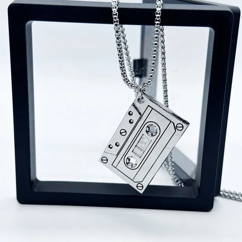 Revive Retro Vibes: Cassette Tape Necklace – A Hip-Hop Rock Vintage Music Party Pendant Chain - Man Gifts Shop