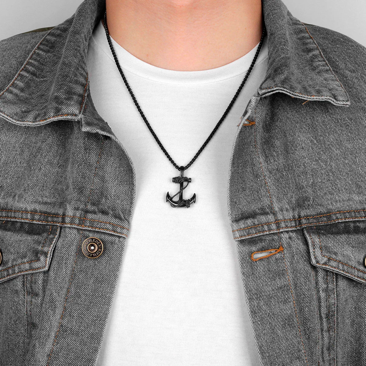 Navigate Your Style: Stainless Steel Sea Anchor Necklace for Men