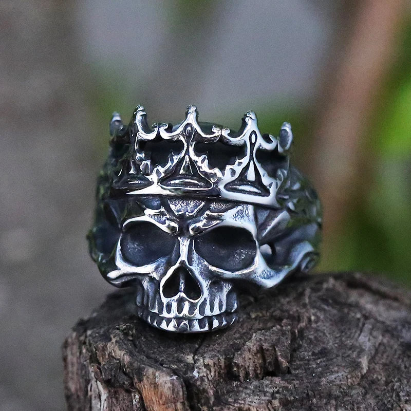 Elevate Your Edge: Unique Silver 316L Stainless Steel Heavy Sugar Skull Ring - Men's Mandala Flower, Santa Muerte, Biker Jewelry - Man Gifts Shop