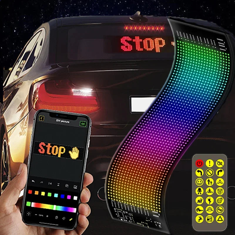 DIY RGB LED Matrix Car Panel: Custom Scrolling Text & Graffiti Screen with Bluetooth Control