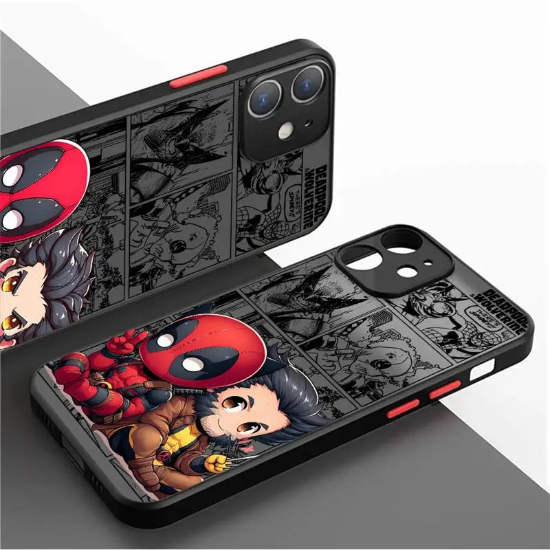 Marvel Deadpool and Wolverine Clear Matte Phone Case – Shockproof Silicone Bumper Case for iPhone 16/15/ Pro Max/ Plus