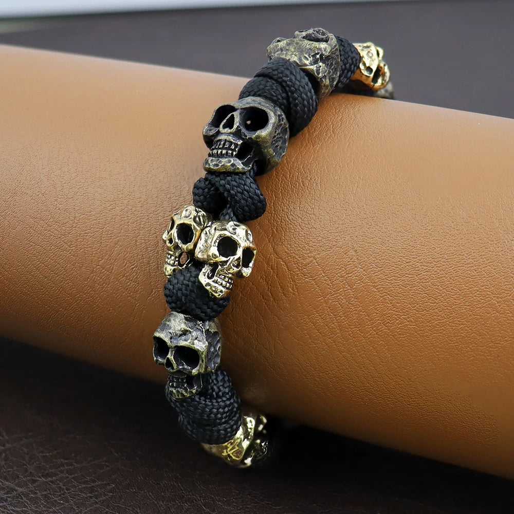 MGS Skull Gothic Adjustable Woven Charm Male Jewelry Bracelet