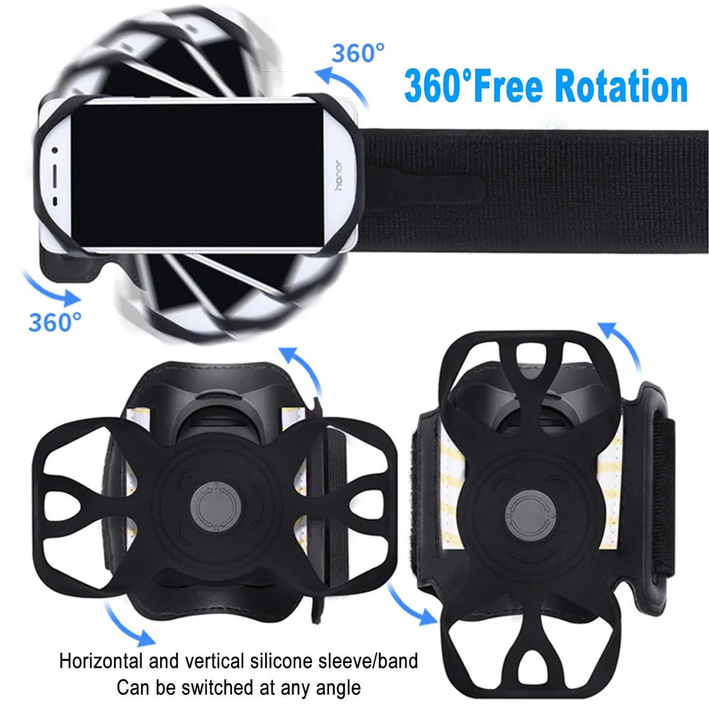 Running Armband Wristband – 360° Rotatable Phone Holder for 4.5-7” Android & iOS Devices with Card Pockets