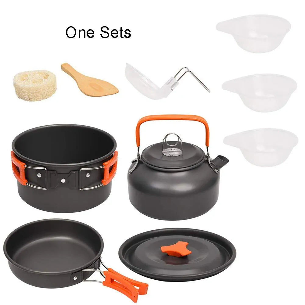 Camping Cookware Set Aluminum Portable Outdoor Tableware Cookset Kit - Man Gifts Shop