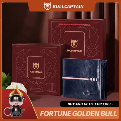Cartera original BULLCAPTAIN de piel auténtica para hombre, cartera de negocios de diseño de marca.