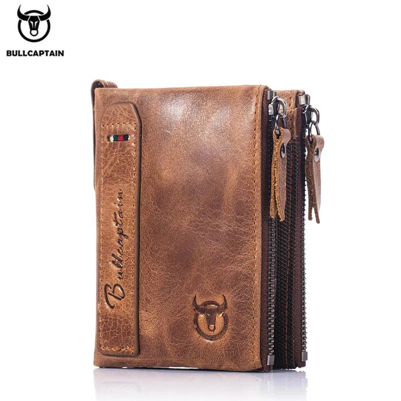 Original BULLCAPTAIN RFID Leather Wallet for Men – Genuine Leather, High Capacity