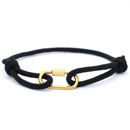 MGS Adjustable Handmade Rope Bracelet for Men – Stainless Steel Buckle & 3mm Beads