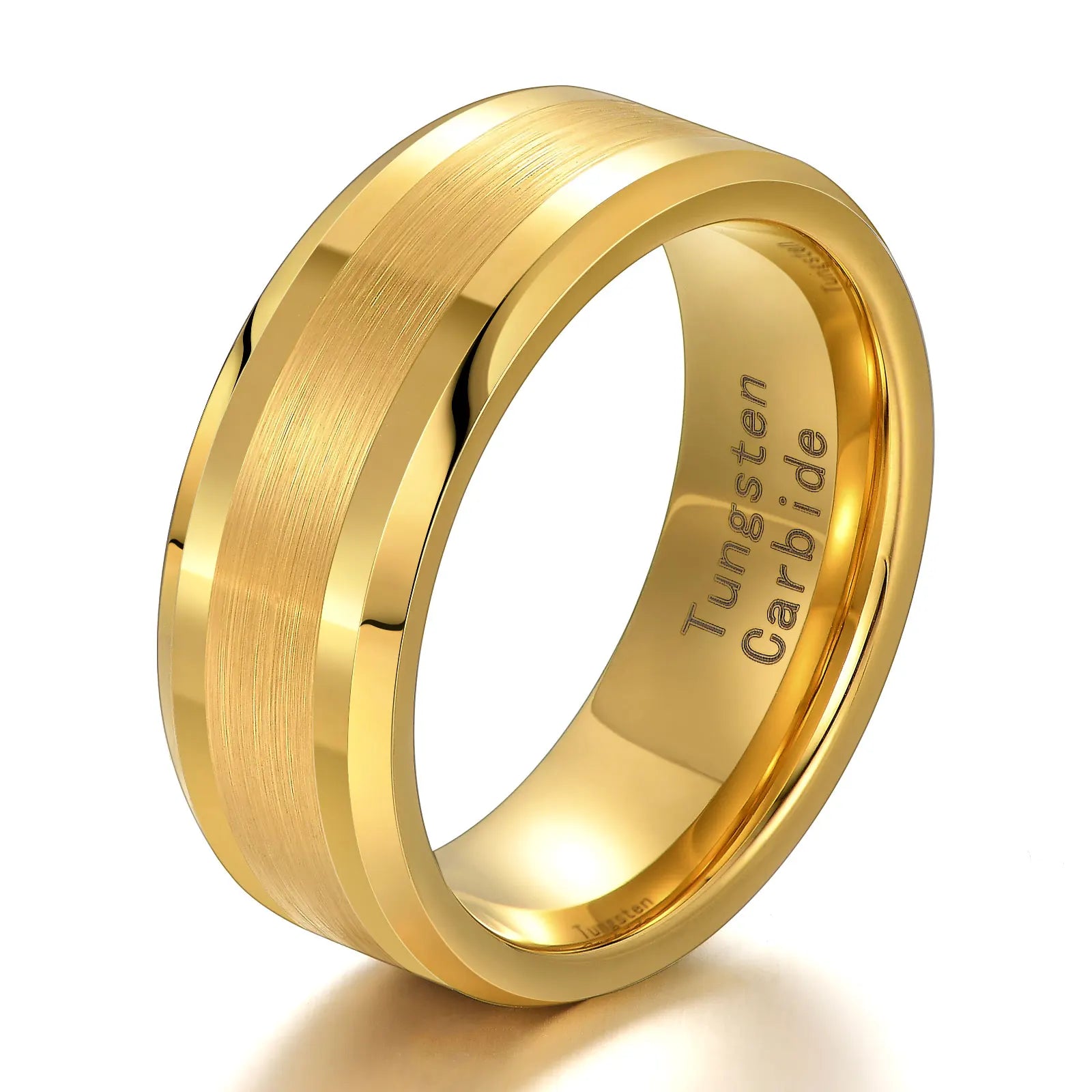 MGS Tungsten Carbide Golden Color 8mm Charm Ring - Man Gifts Shop