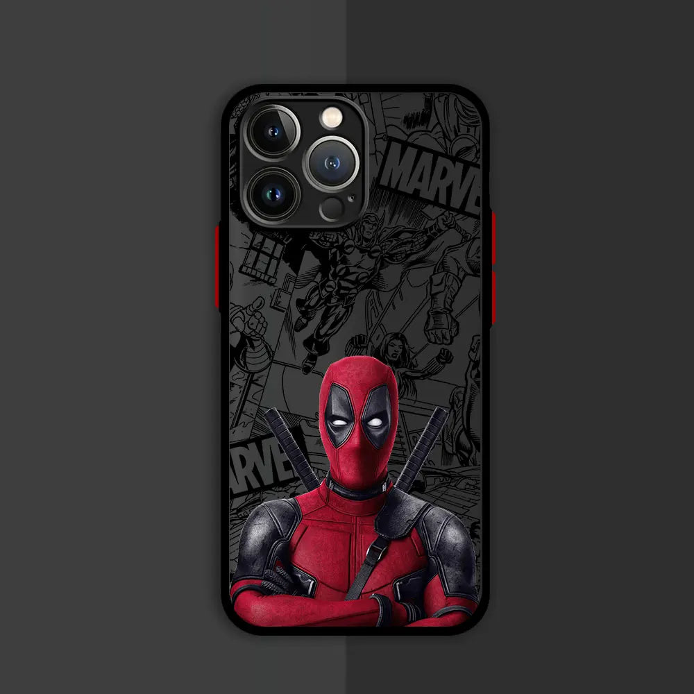 Marvel Deadpool Hard PC Luxury Matte Cover Case for iPhone 11, 12, 13, 14, 15, 16 Pro, Max, Mini, and Plus