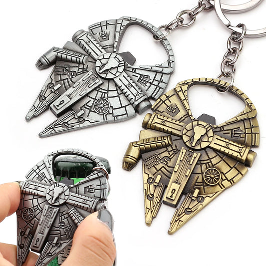 Unlock the Galaxy: Disney Star Wars Spaceship Keychain - Marvel Movie Character Cartoon Animation Pendant with Portable Bottle Opener - Man Gifts Shop