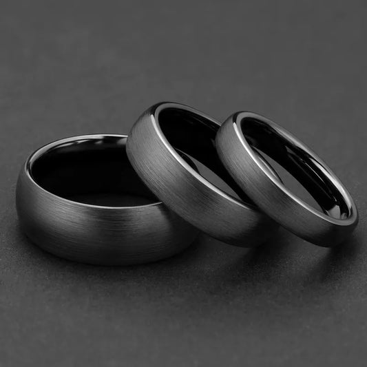 MGS Tigrade Ceramic Brushed Black 4/6/8mm Width Ring For Men