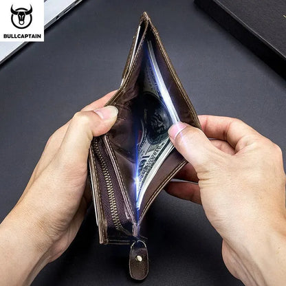 Original BULLCAPTAIN Men’s RFID Blocking Genuine Leather Wallet with 15 Card Slots