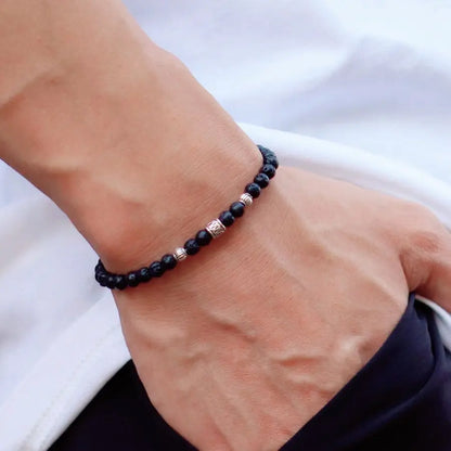 Men's 4mm Tiger Eye Lava Beaded Bracelet, Viking Style Anxiety Bracelet