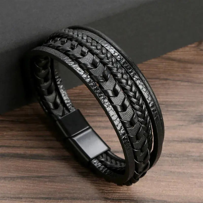 MGS Classic Men's Leather Bracelet New Style Hand-woven Multi-layer Jewelry - Man Gifts Shop