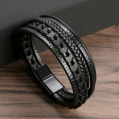 MGS Classic Men's Leather Bracelet New Style Hand-woven Multi-layer Jewelry - Man Gifts Shop