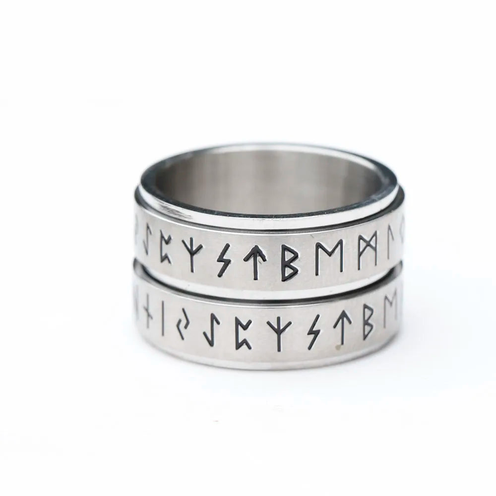 Embrace Connection: Rotatable Viking Rune Ring - 316L Stainless Steel Odin Letter Rings for Couples - Simple Yet Powerful Amulet Jewelry - Man Gifts Shop