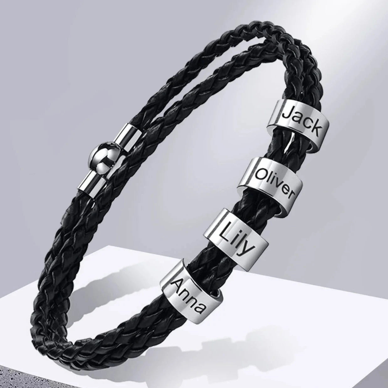 Family Bonds: MGS Personalized Leather Bracelet Free Custom Name (18-19-21 CM)