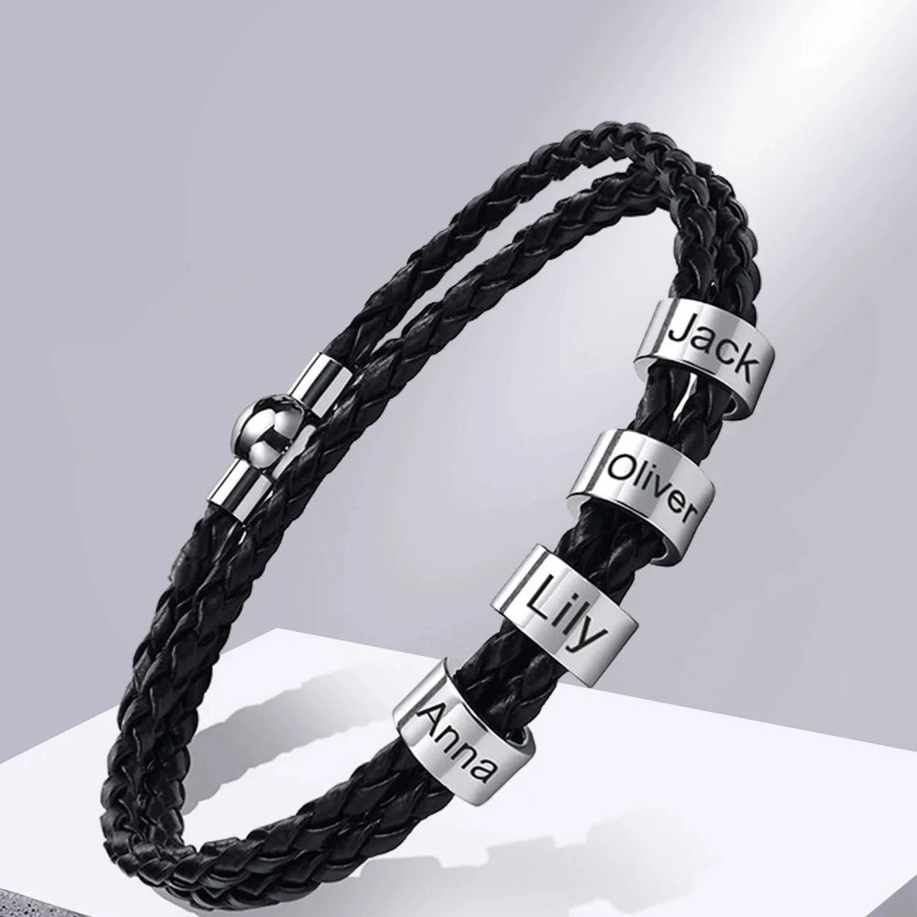 Family Bonds:MGS Personalized Leather Bracelet Free Custom Name (20-22-23 CM)