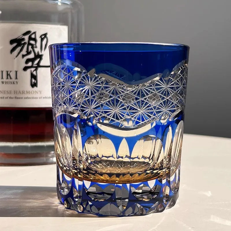 MGS Japanese Edo Kiriko Stellar Pulse Hand Carved Whiskey Glass