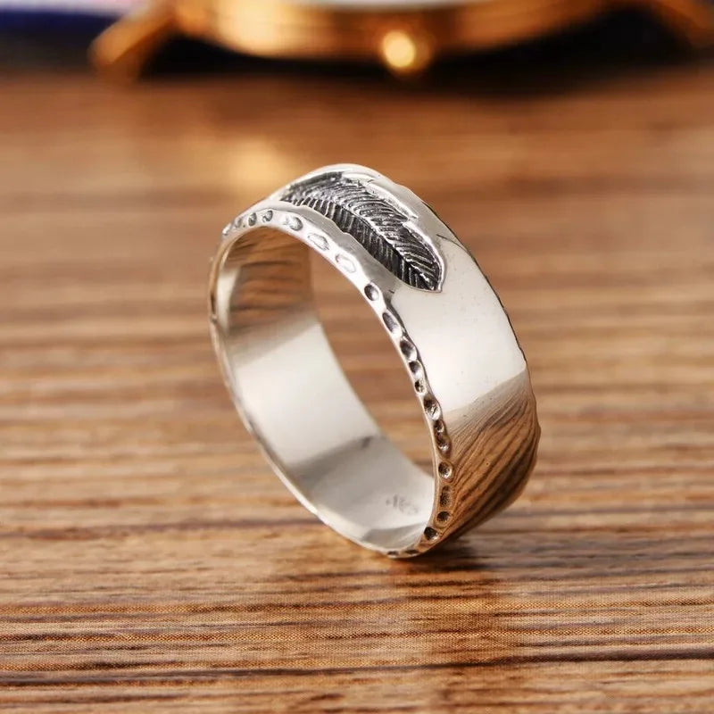 Discover Timeless Elegance with Our 925 Sterling Silver Creative Feather Ring for Men - A Real Silver Retro Plume Fashion Statement and Thoughtful Gift - Man Gifts Shop