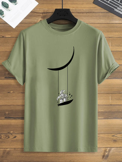 Embark on an Out-of-This-World Journey with MGS Astronaut Moon Swing Print T-Shirt - Man Gifts Shop