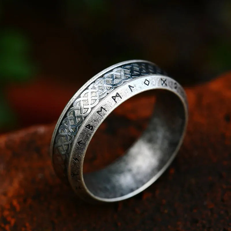 Elevate Your Style with Nordic Viking Letter Titanium Steel Ring - Vintage Tree of Life Men's Fashion Accessory - Man Gifts Shop