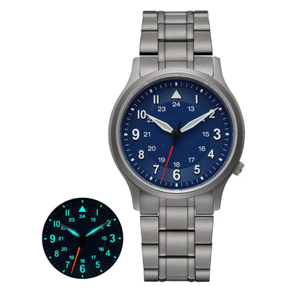 BERNY Men's Titanium Pilot Watch – Classic Field Quartz Wristwatch with Super Luminous Dial, Sapphire Crystal, 5ATM Water Resistant