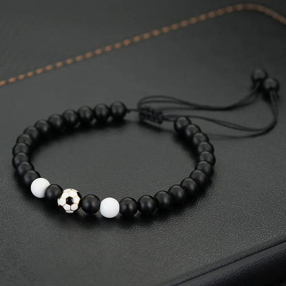 ⚽ Black Onyx Football Bracelet for Men