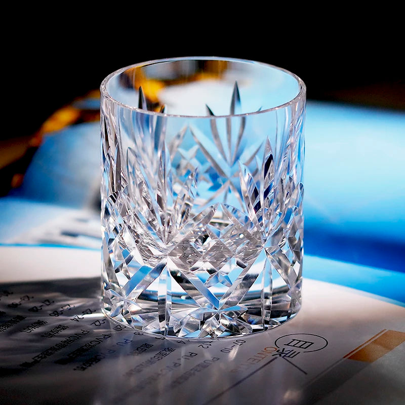 MGS High-End K9 Crystal Glass Thick Wall Shiny Beautiful Whisky Glass 8oz 1PC with Gift Box