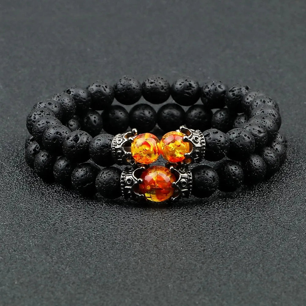 MGS Black Lava Stone Beads Charm Bracelet - Man Gifts Shop