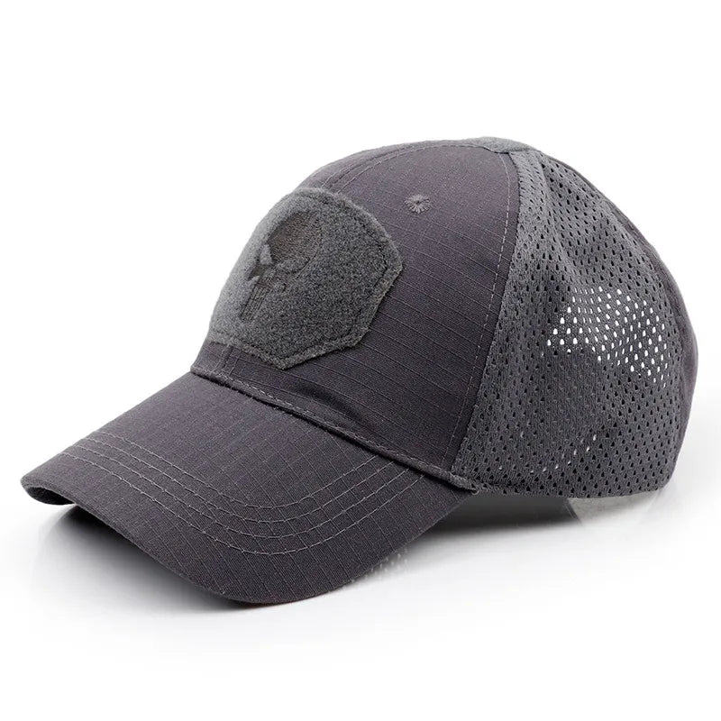 Stay Cool and Camouflaged with our MGS Military Skull Baseball Mesh Cap - Man Gifts Shop