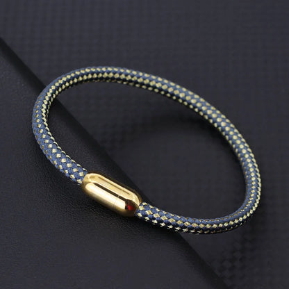 Gold Stainless Steel Men’s Magnetic Rope Bracelet 6mm – Luxury Outdoor Casual