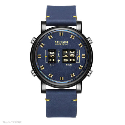 Original MEGIR Luxury Roller Pointer Quartz Stainless Steel Mesh Strap Wristwatch - Man Gifts Shop