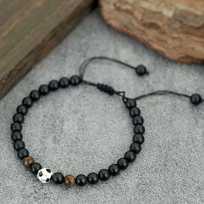 ⚽ Black Onyx Football Bracelet for Men