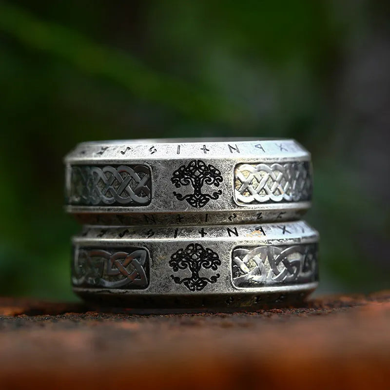 Elevate Your Style with Nordic Viking Letter Titanium Steel Ring - Vintage Tree of Life Men's Fashion Accessory - Man Gifts Shop