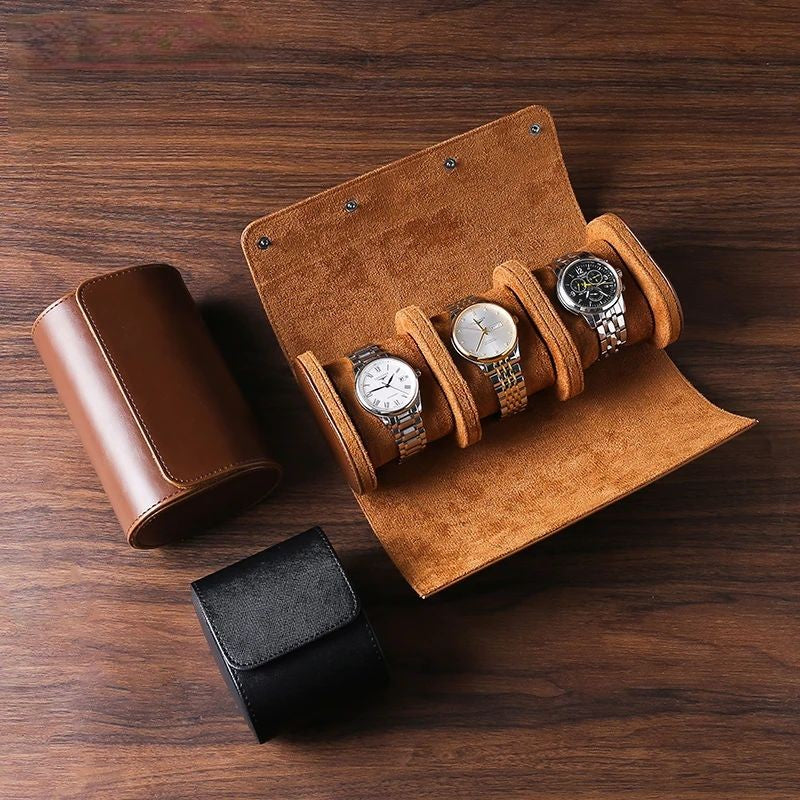 Watch Roll Travel Case Portable Vintage Leather Watch Display Case - Man Gifts Shop