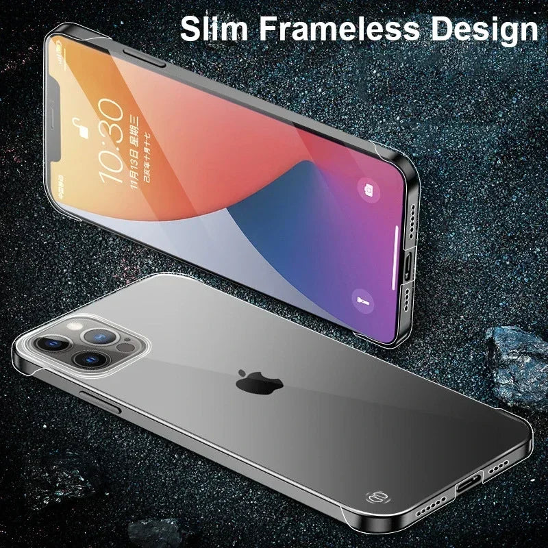 Slim Frameless Clear Phone Case For iPhone 16, 15, 14, 13, 12 Mini, 11 Pro - Transparent Cover