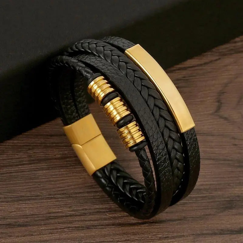 MGS Classic Men's Leather Bracelet New Style Hand-woven Multi-layer Jewelry - Man Gifts Shop