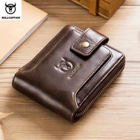 Cartera original BULLCAPTAIN de piel auténtica con RFID para hombre: fina, segura y elegante.