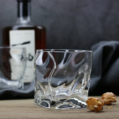 Japanese Edo Designer Crumple Paper Irregular Shape Crystal Whiskey Rock Glass