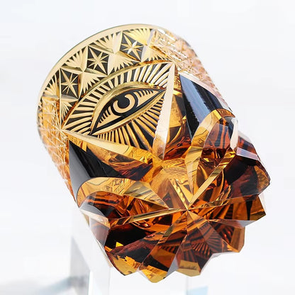 The Eye Of God - Edo Kiriko Hand Cut High End Amber Crystal Whiskey Glass