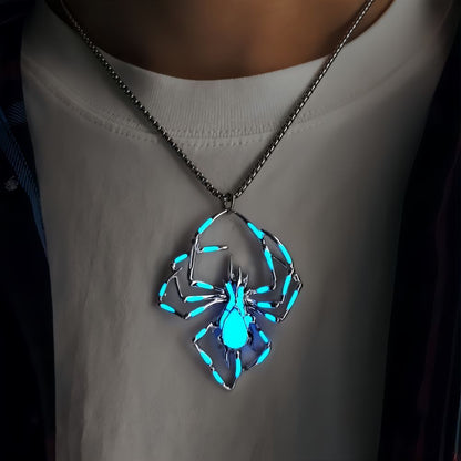 Luminous Gothic Spider Necklace – Glow-in-the-Dark Halloween Jewelry for Men and Women
