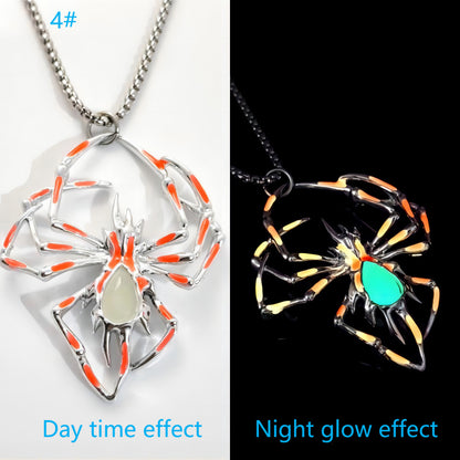 Luminous Gothic Spider Necklace – Glow-in-the-Dark Halloween Jewelry for Men and Women