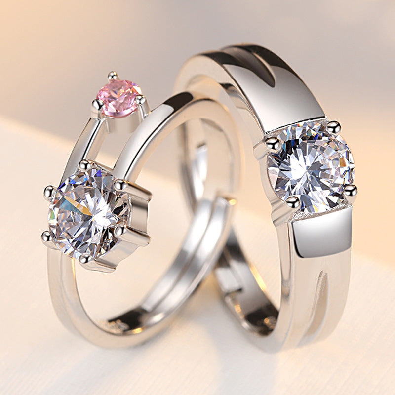 Sterling Silver Adjustable Couple Ring – Heart Shape, 925 Silver, Unisex